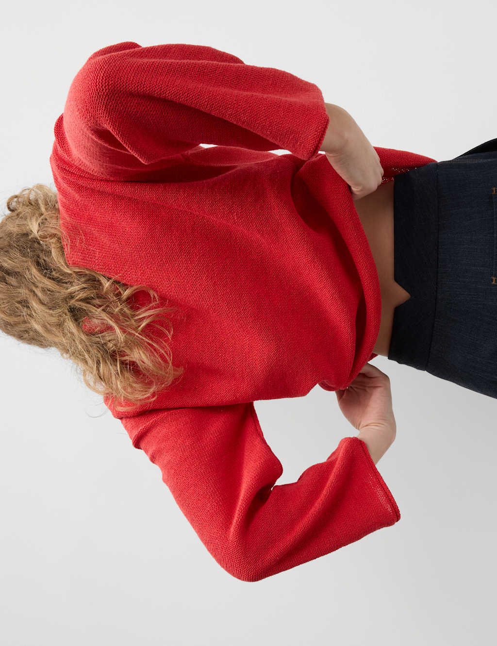 Cotton Blend Textured Crew Neck Jumper 3 of 6
