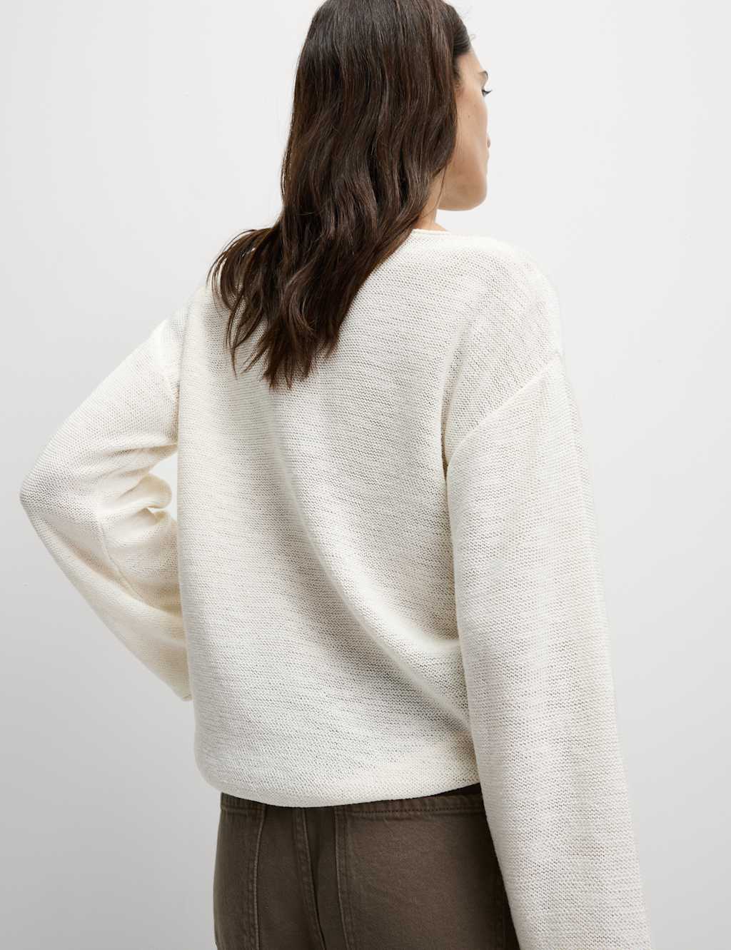 Cotton Blend Textured Crew Neck Jumper 5 of 7