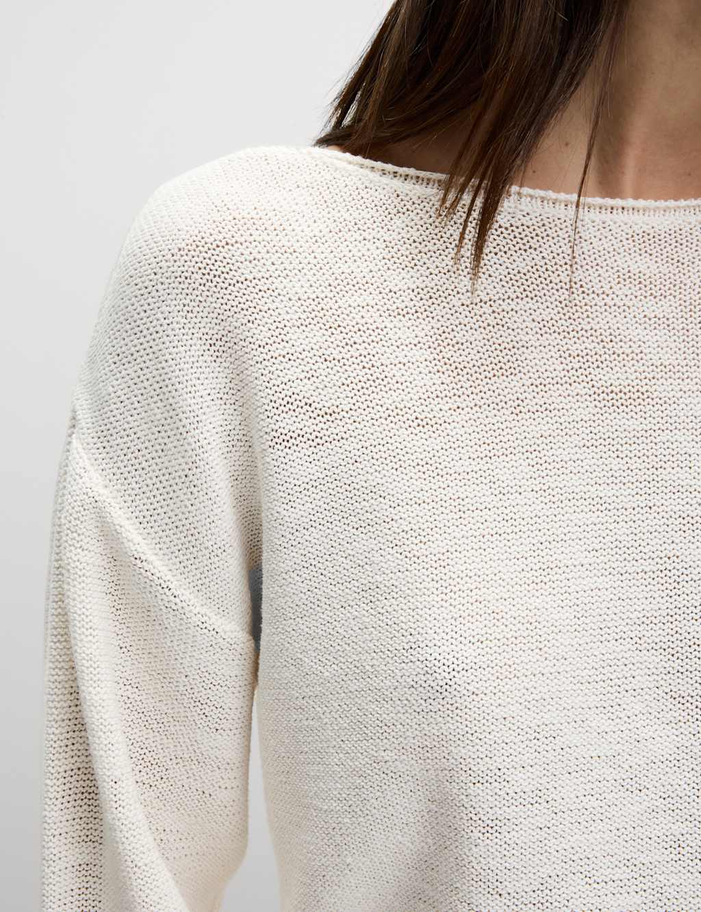 Cotton Blend Textured Crew Neck Jumper 6 of 7