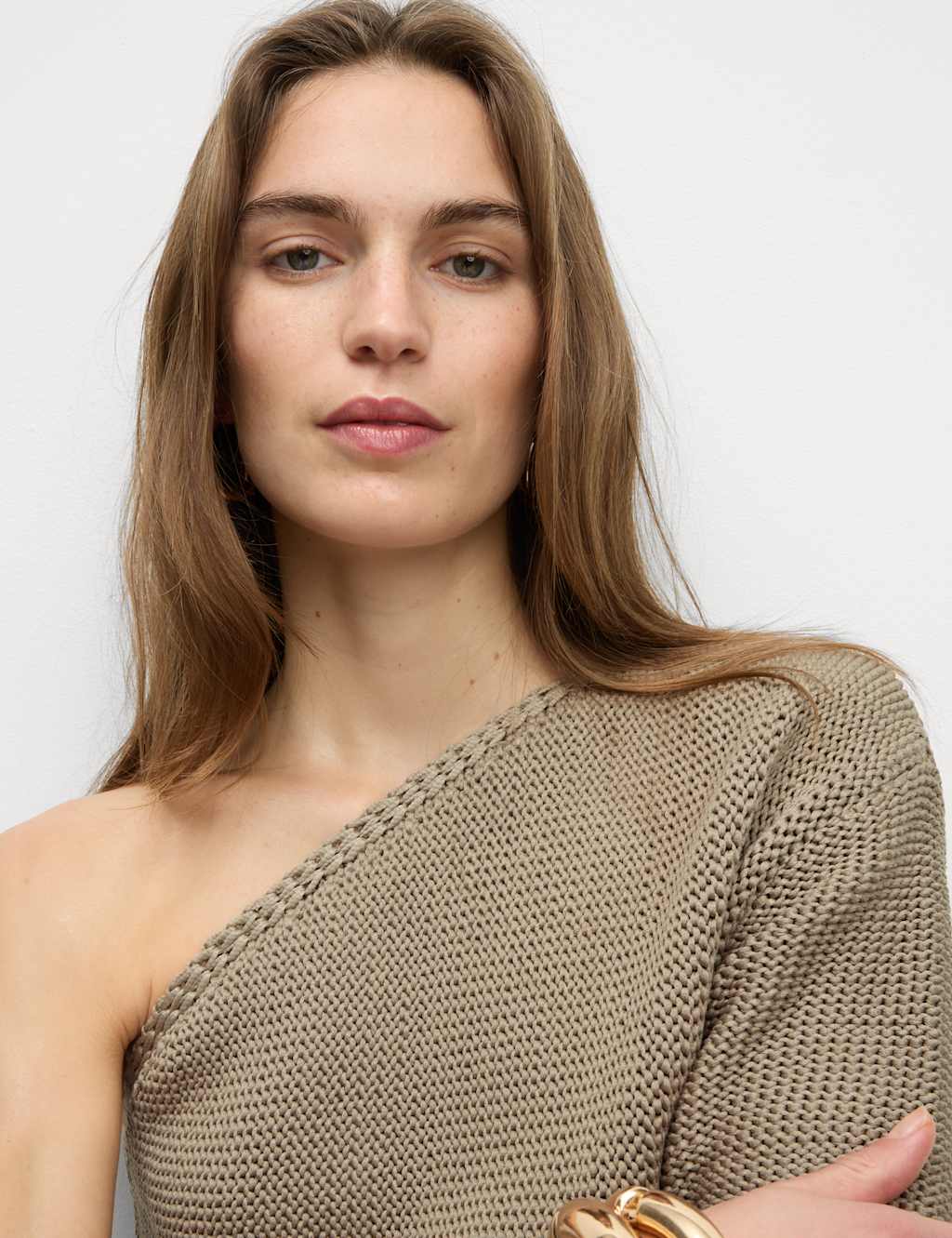 One Shoulder Slim Fit Textured Knitted Top 1 of 7