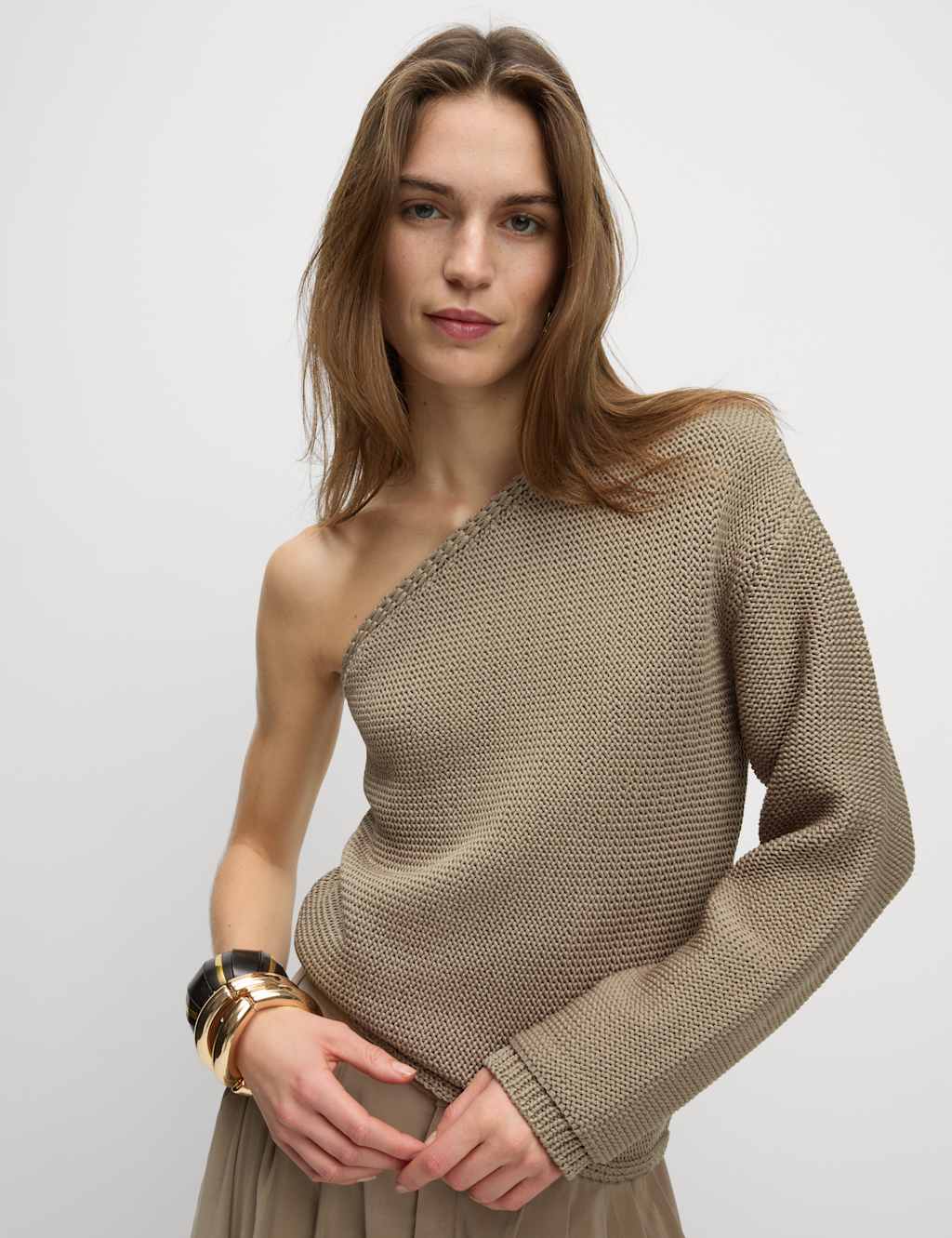One Shoulder Slim Fit Textured Knitted Top 5 of 7