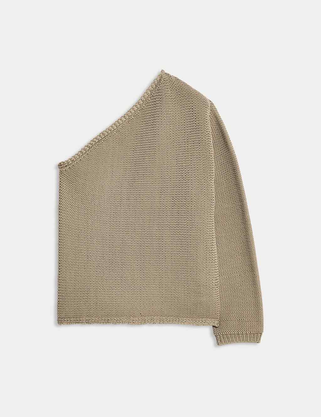 One Shoulder Slim Fit Textured Knitted Top 2 of 7