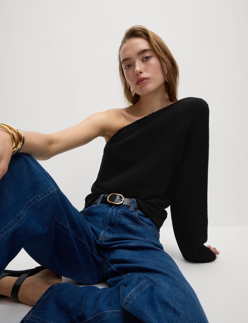 One Shoulder Slim Fit Textured Knitted Top 3 of 6