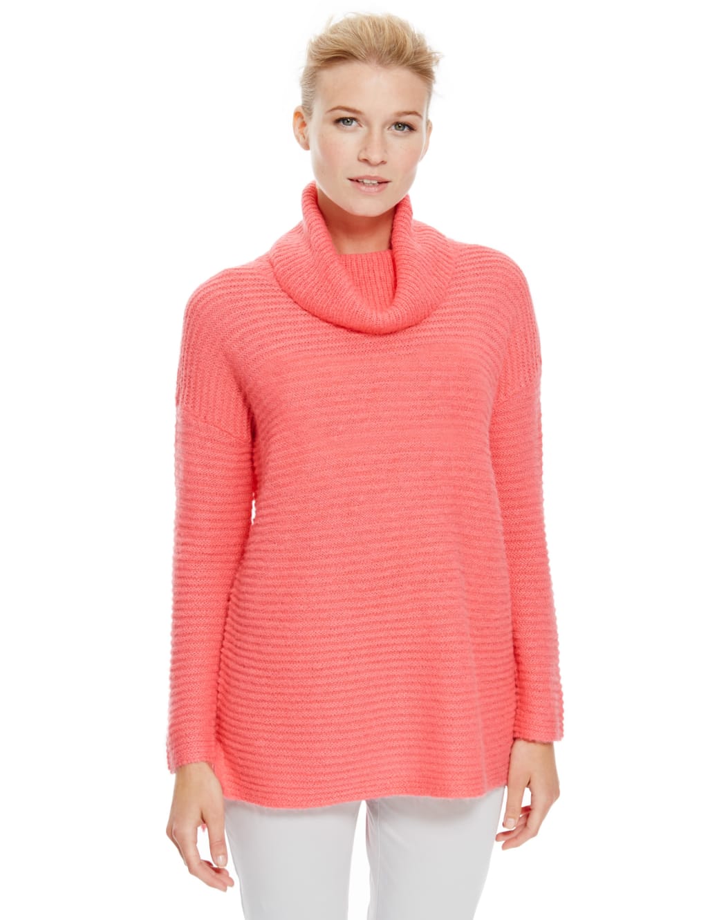 Cowl Neck Ribbed Jumper with Mohair 1 of 3