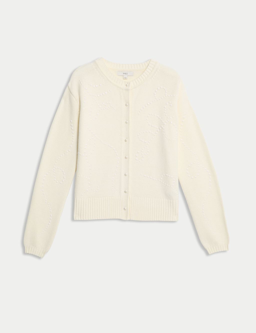Cotton Rich Embellished Crew Neck Cardigan 2 of 6