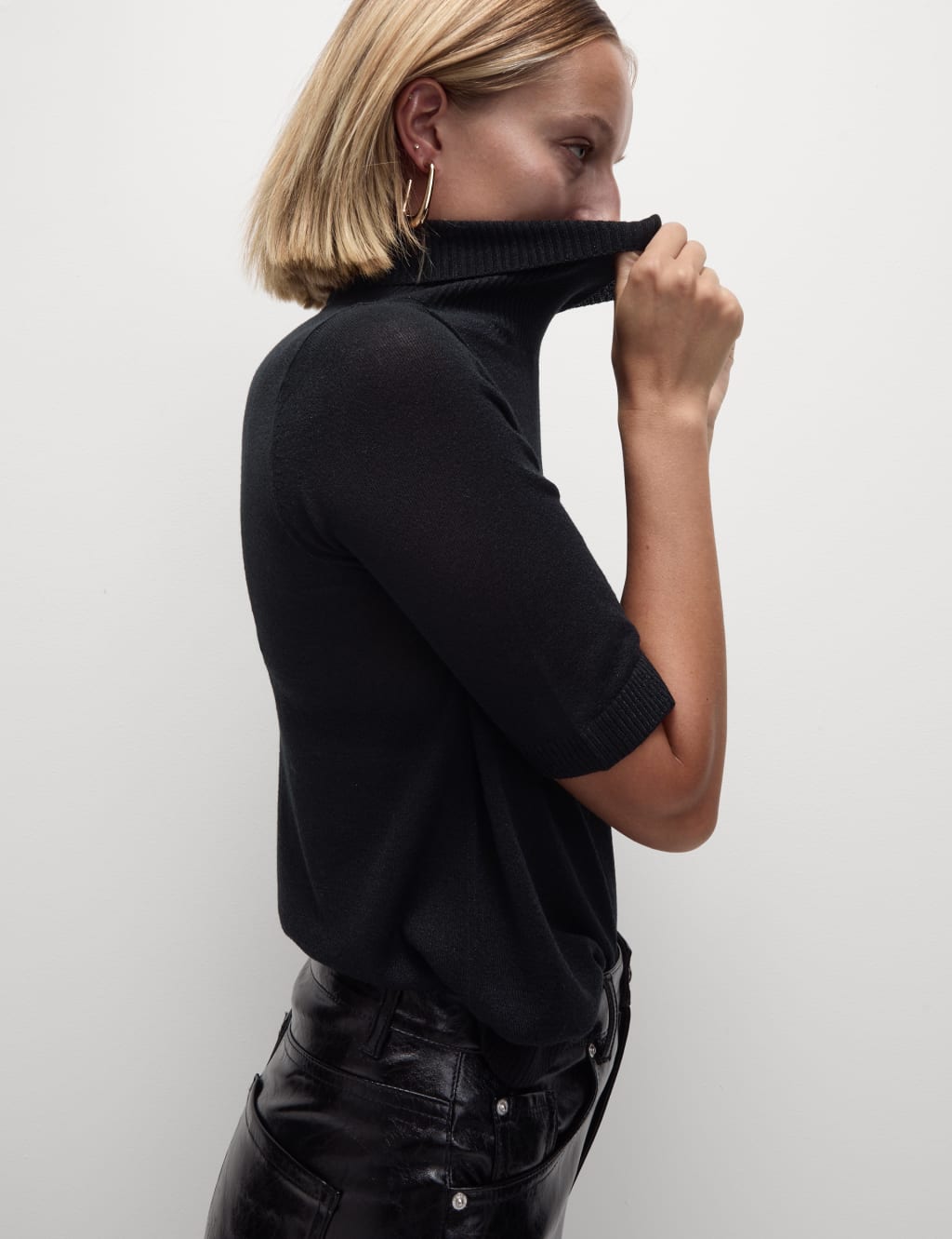 M&s black polo neck jumper top