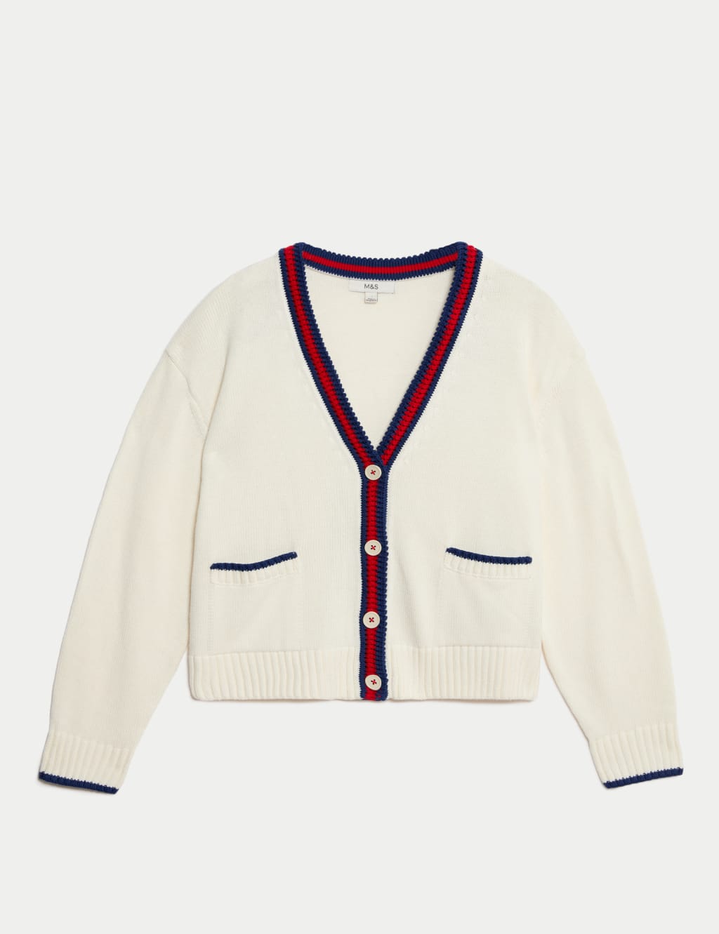 Cotton Rich Tipped Detail Relaxed Cardigan 2 of 7