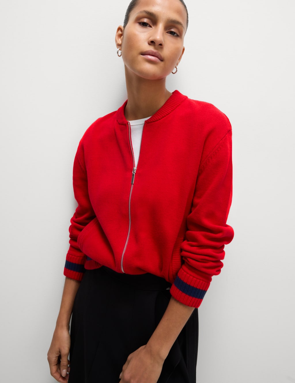 Cotton Rich Relaxed Bomber Cardigan 5 of 7
