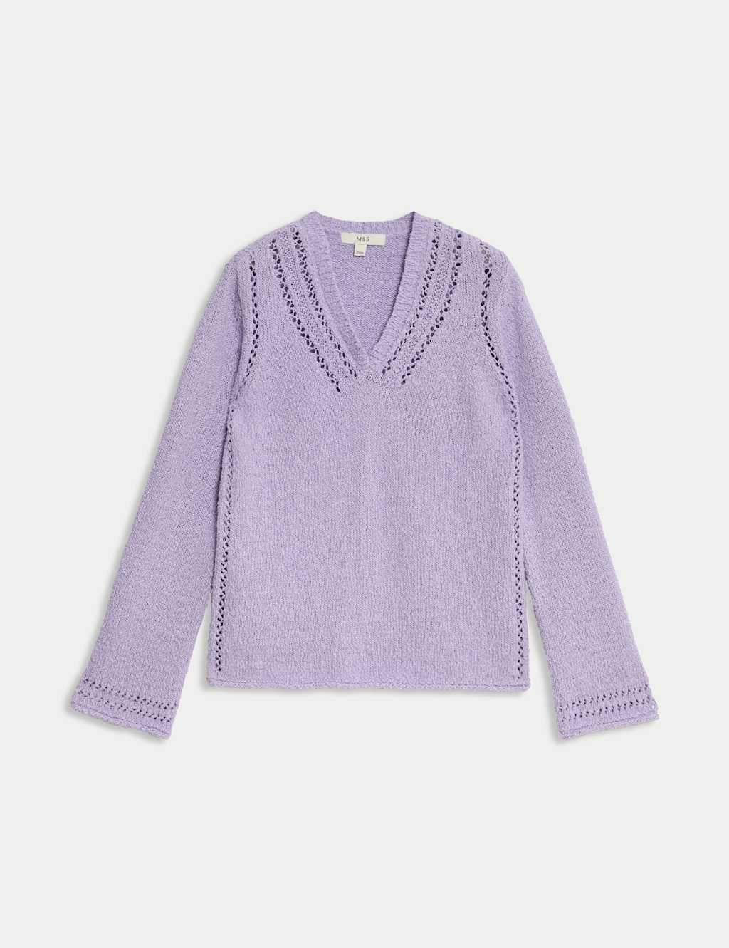 Cotton Rich Textured V-Neck Slub Jumper 2 of 6