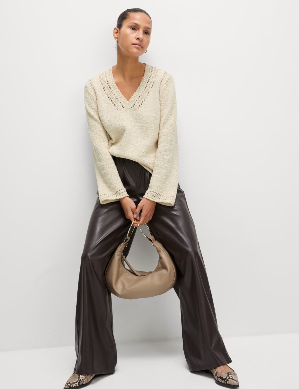Cotton Rich Textured V-Neck Slub Jumper 3 of 6