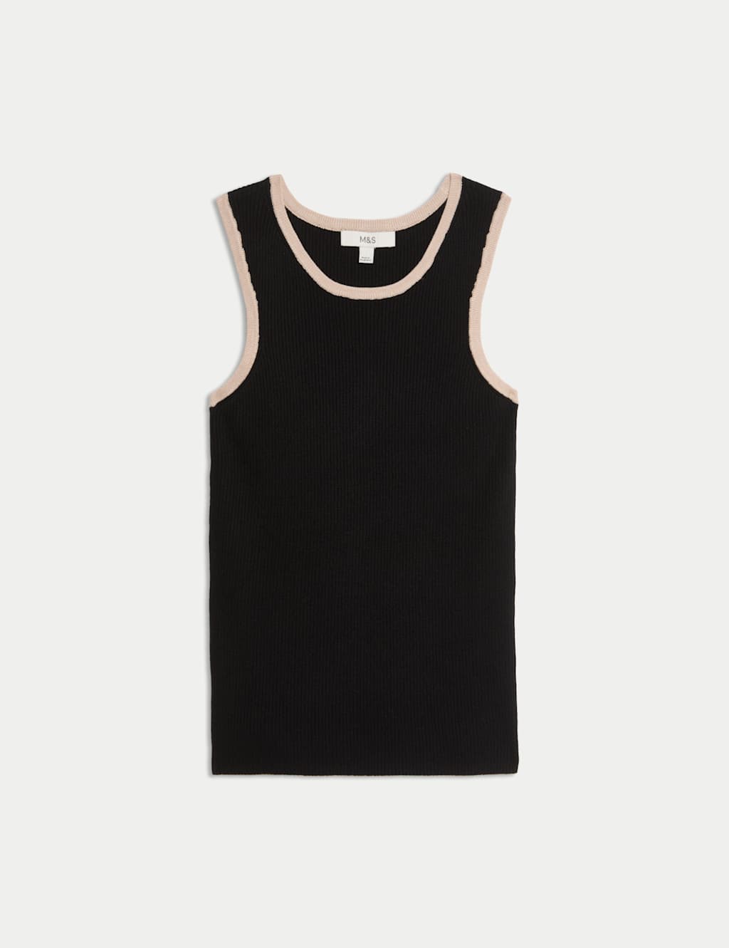 Ribbed Fitted Tipped Detail Vest 2 of 6