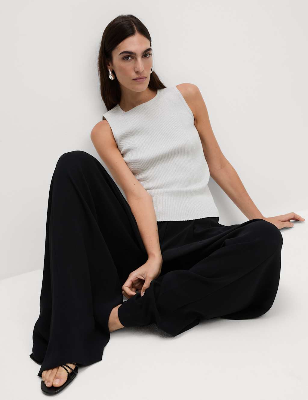 Metallic Ribbed Crew Neck Cropped Vest Top 5 of 6