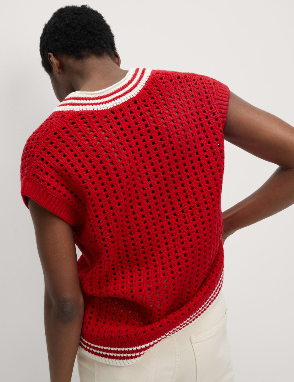 Cotton Rich Tipped Detail Knitted Vest 4 of 6
