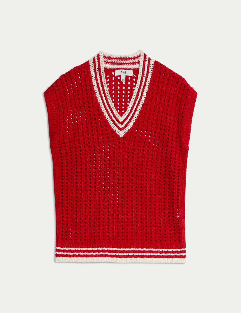 Cotton Rich Tipped Detail Knitted Vest 2 of 6