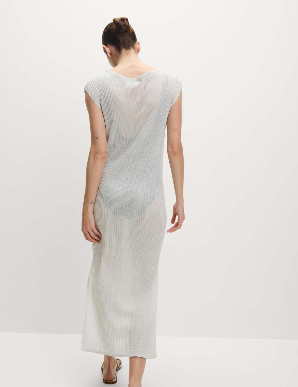 Metallic Round Neck Midi Beach Dress 7 of 8