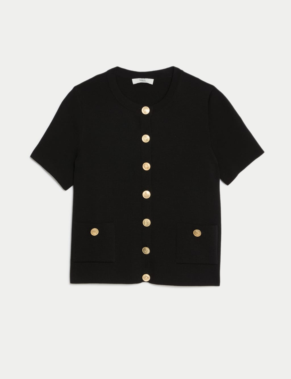Crew Neck Button Front Cardigan
