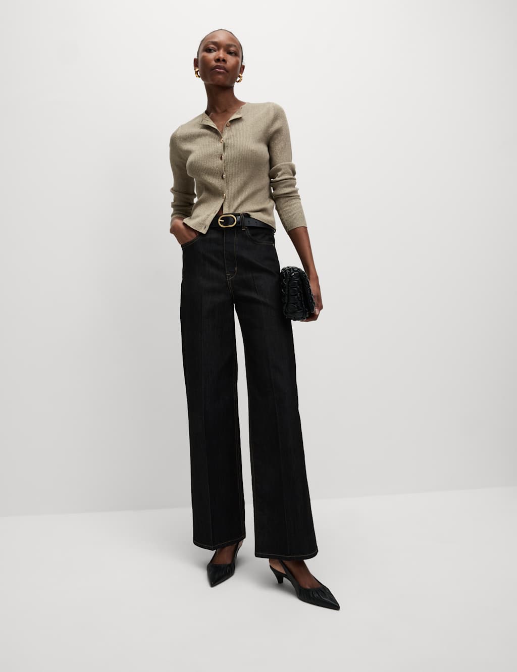 Metallic Crew Neck Slim Fit Cardigan 3 of 7