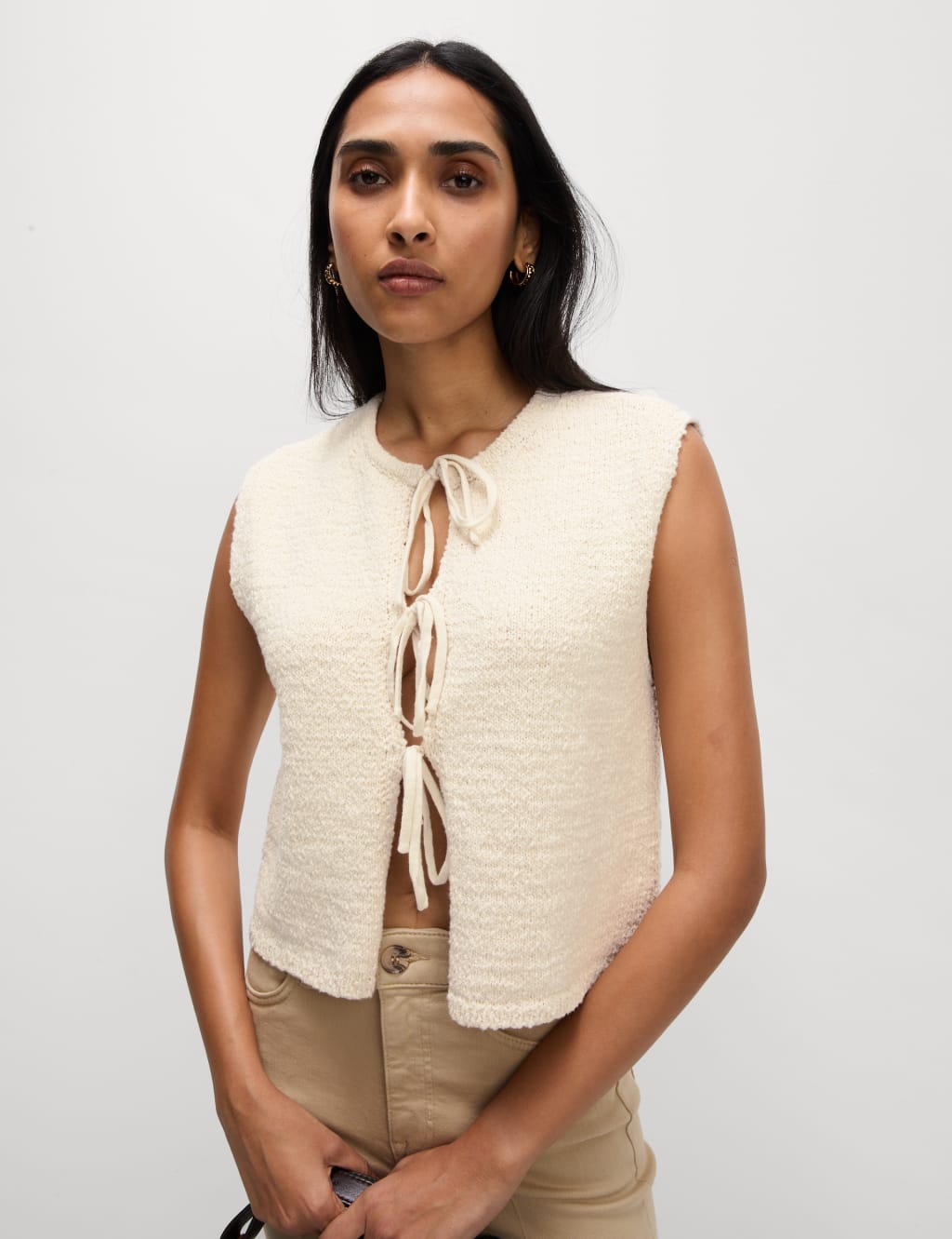 Cotton Rich Textured Cropped Waistcoat 4 of 6