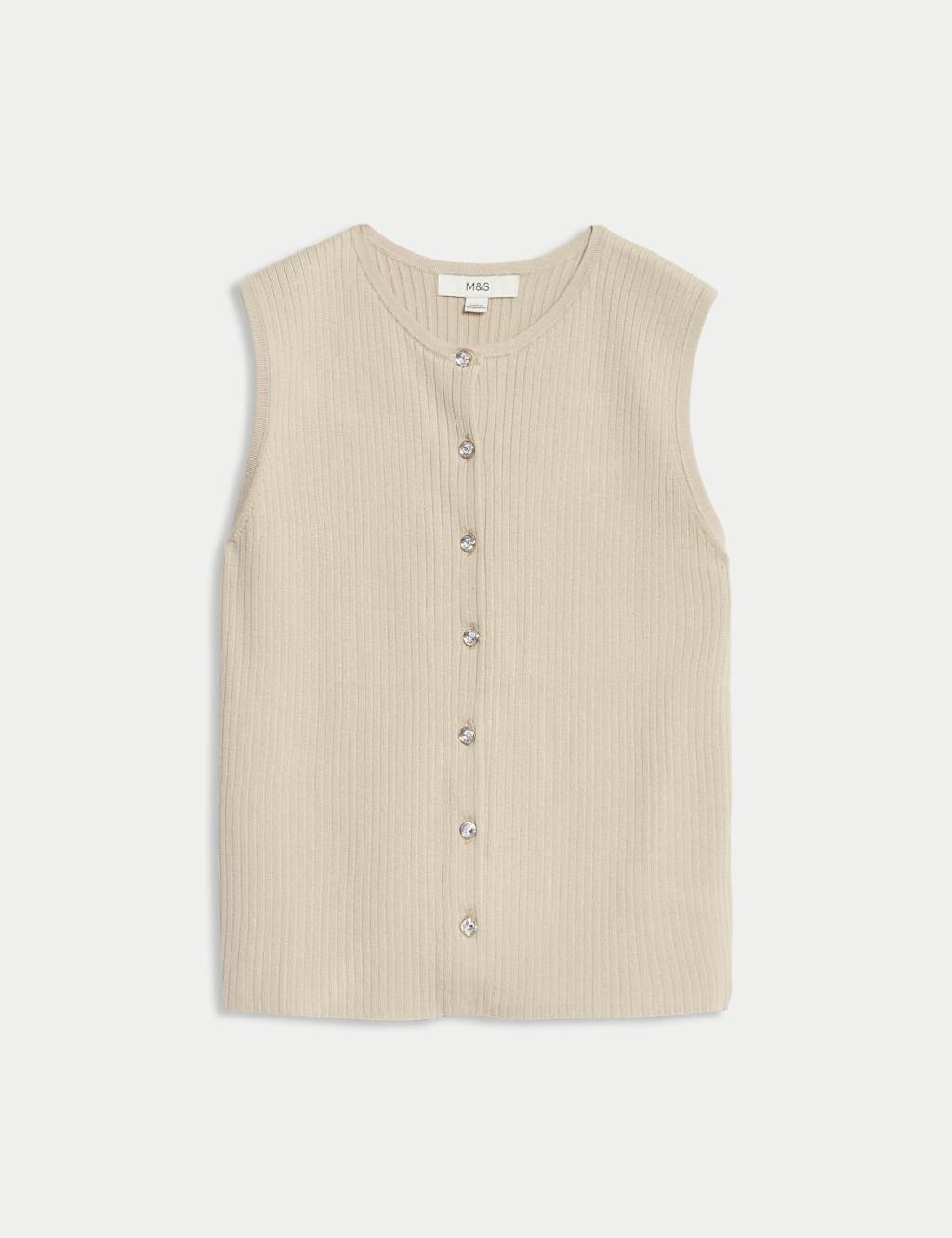 Textured Crew Neck Button Through Waistcoat 2 of 7