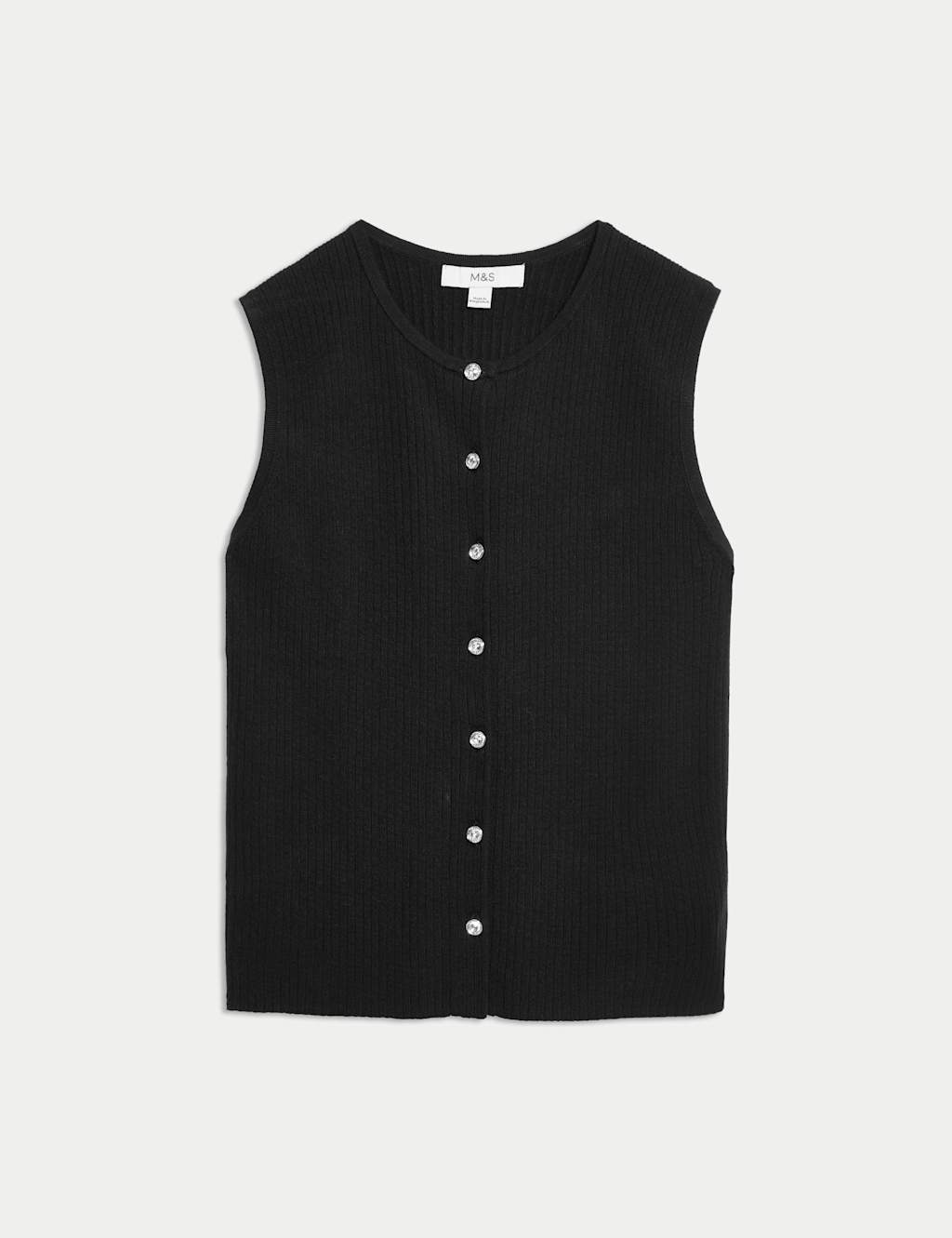 Textured Crew Neck Button Through Waistcoat 2 of 7