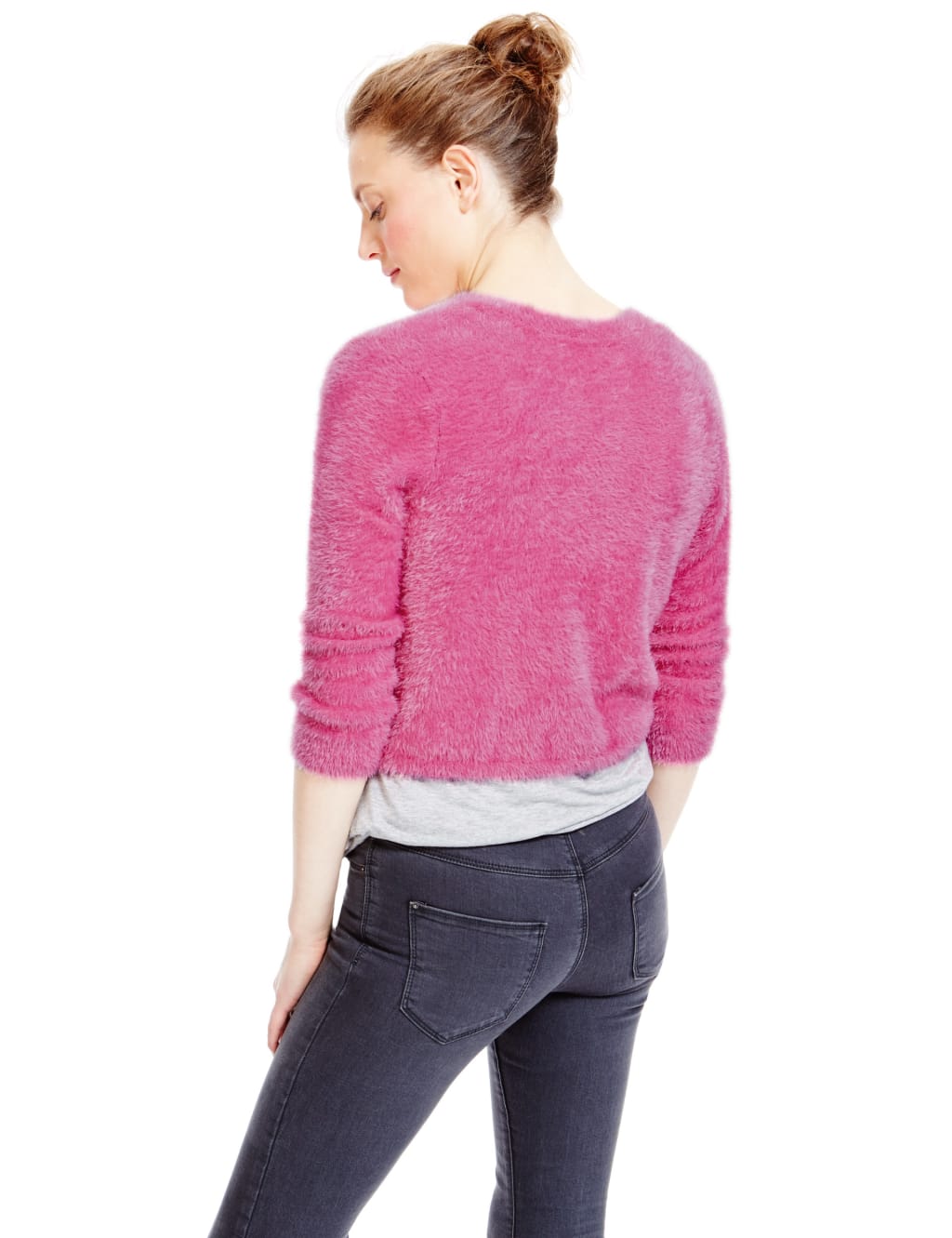Textured Fluffy 3/4 Sleeve Cardigan 4 of 4