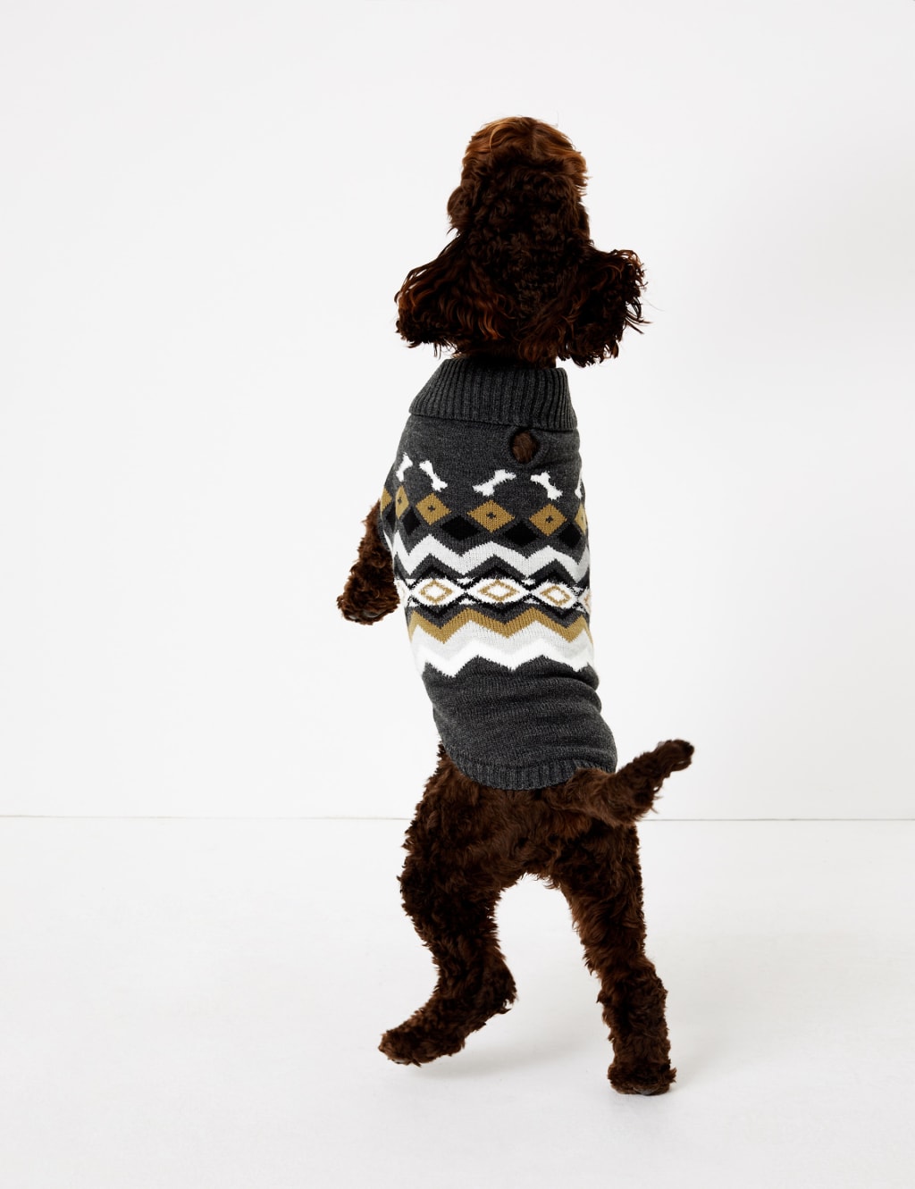 Chevron Stripe Bone Print Dog Jumper M S Collection M S