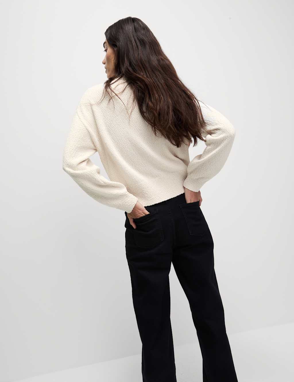 Cotton Rich Textured V-Neck Relaxed Cardigan 6 of 7
