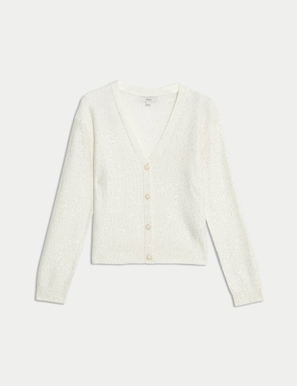 Sparkly V-Neck Button Front Cropped Cardigan 2 of 5