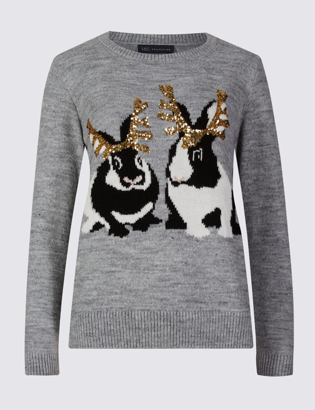 Embellished Rabbit Print Christmas Jumper 2 of 4