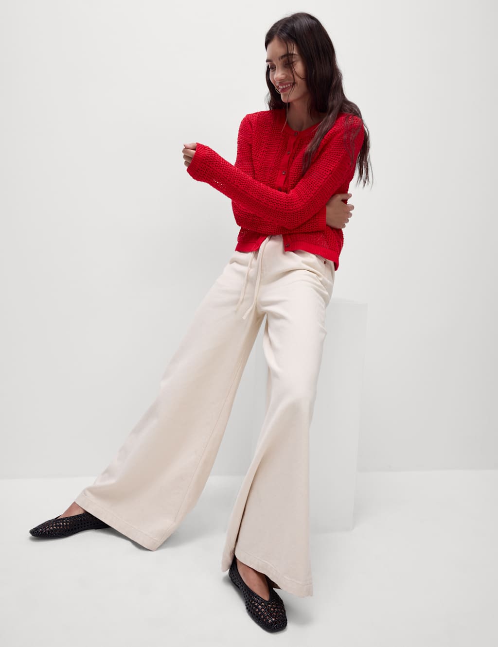Cotton Rich Open Stitch Cropped Cardigan 3 of 6