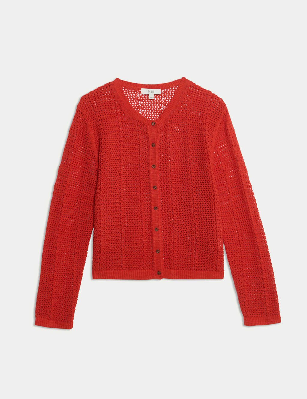Cotton Rich Open Stitch Cropped Cardigan 2 of 6