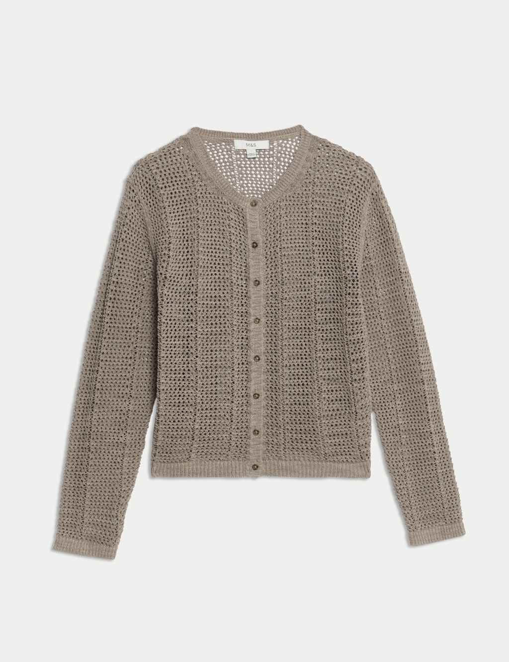 Cotton Rich Open Stitch Cropped Cardigan 2 of 6
