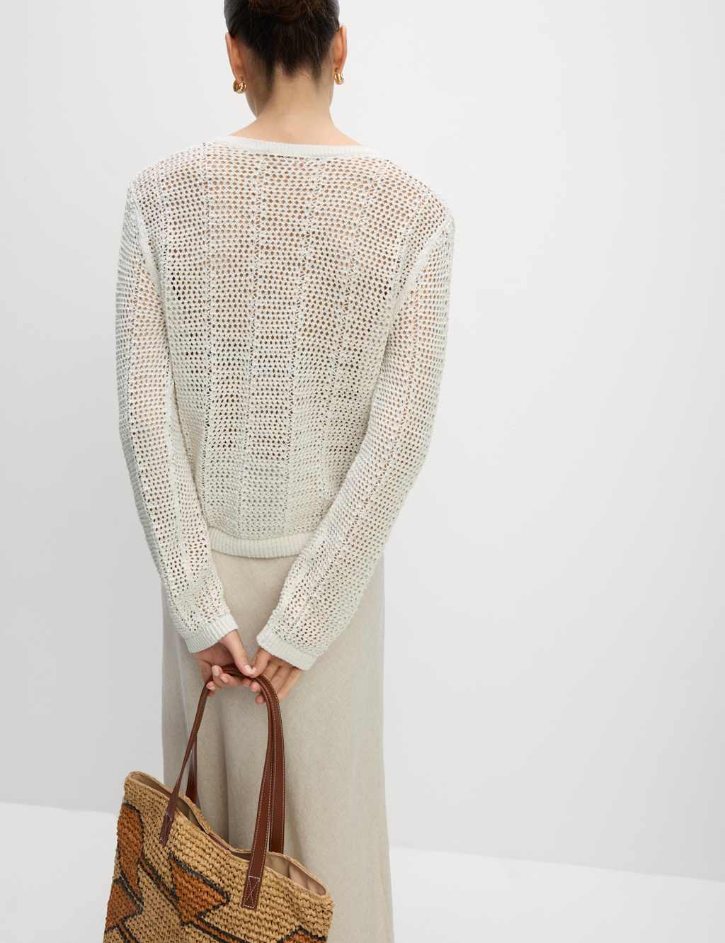 Cotton Rich Open Stitch Cropped Cardigan 3 of 6