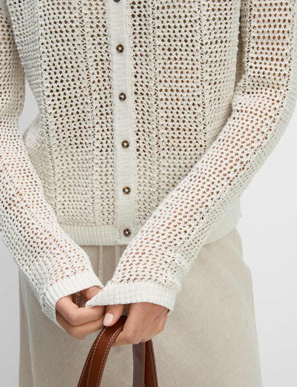 Cotton Rich Open Stitch Cropped Cardigan 4 of 6
