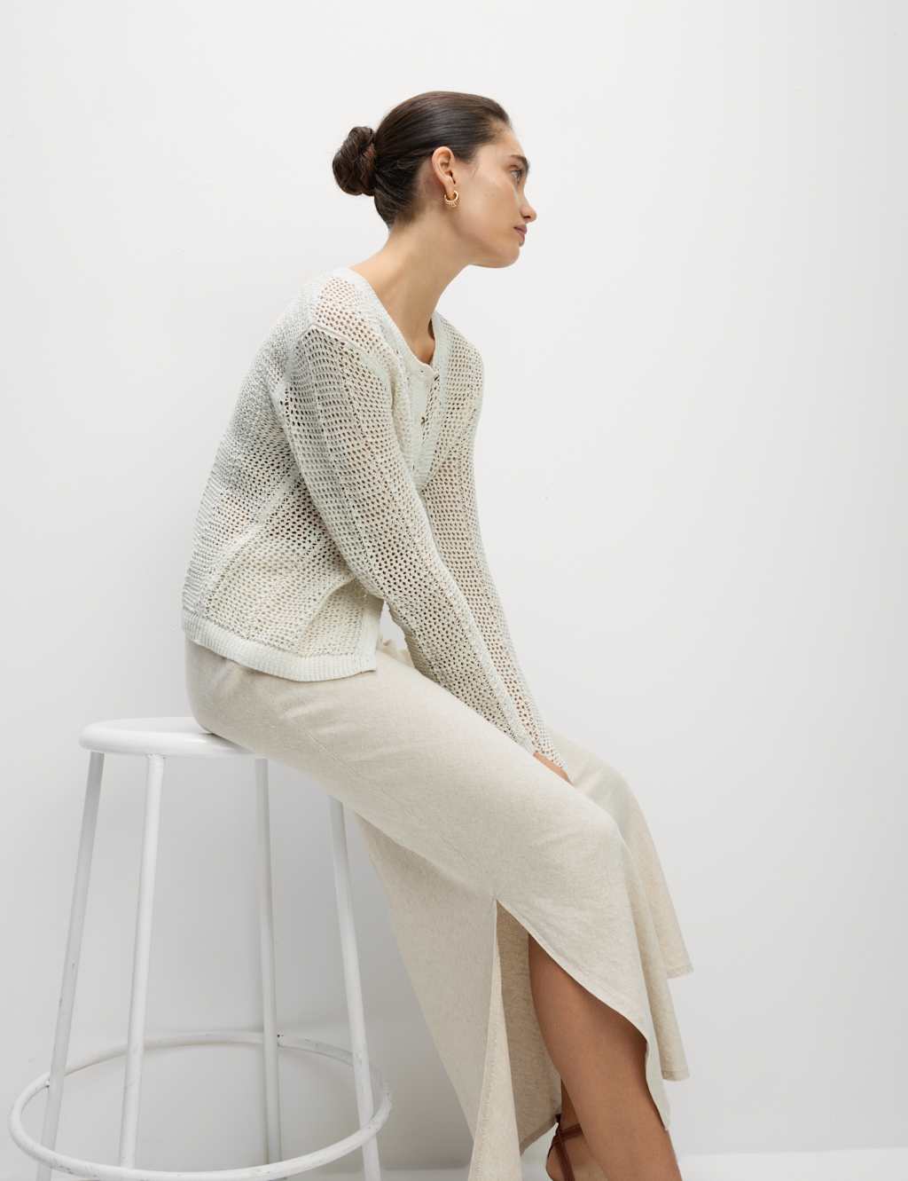 Cotton Rich Open Stitch Cropped Cardigan 5 of 6
