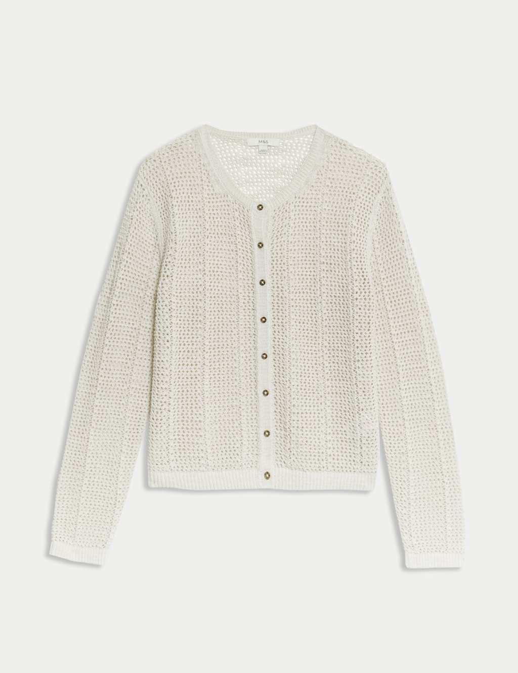 Cotton Rich Open Stitch Cropped Cardigan 2 of 6