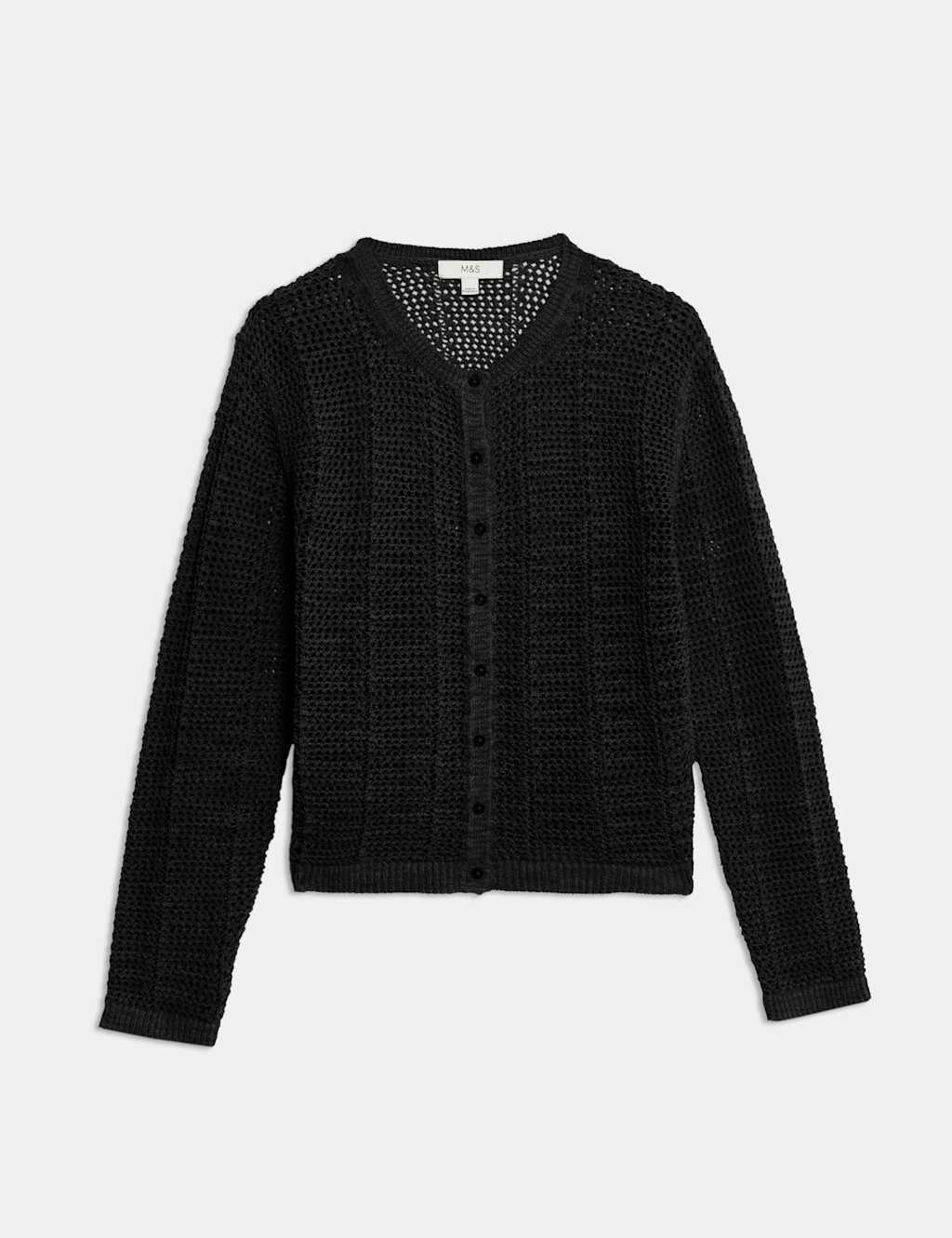 Cotton Rich Open Stitch Cropped Cardigan 2 of 8