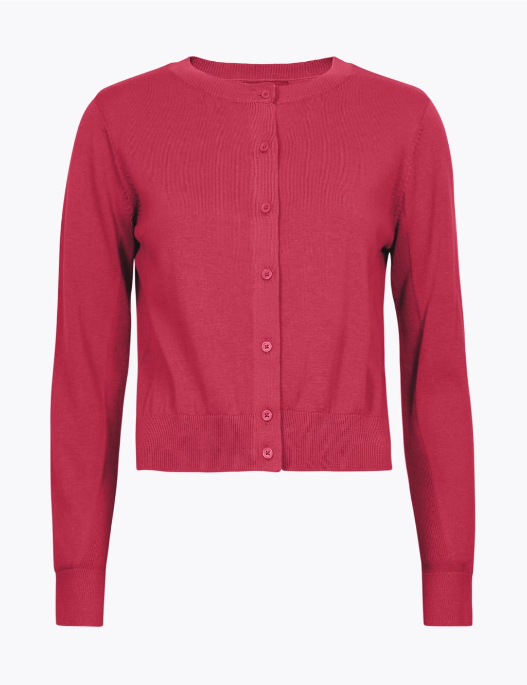 Pure Cotton Crew Neck Fitted Cardigan 1 of 1