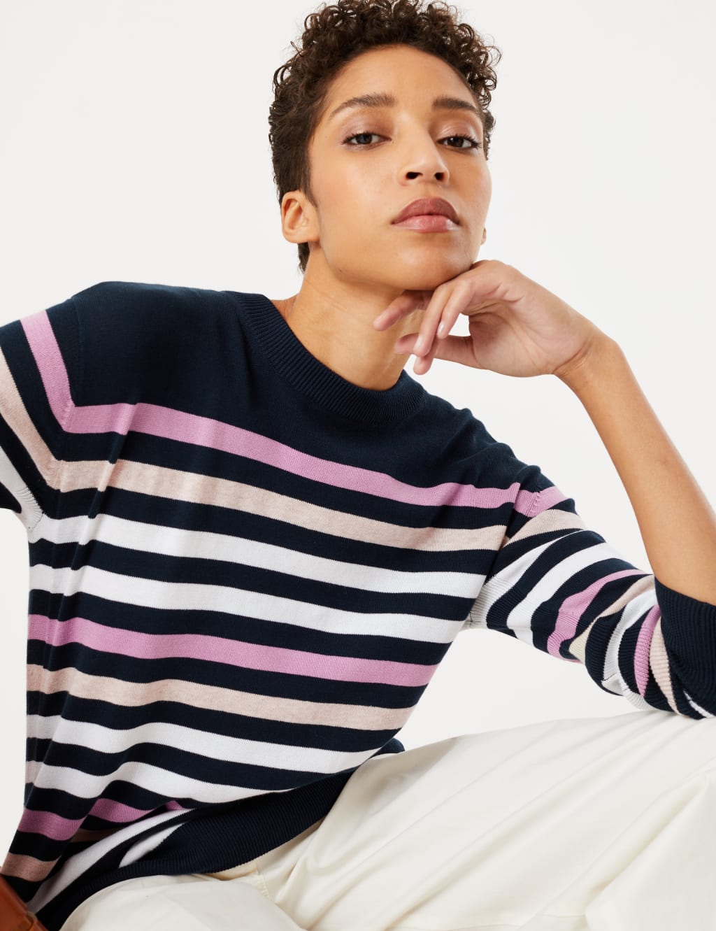 Pure Cotton Striped Relaxed Jumper 1 of 5