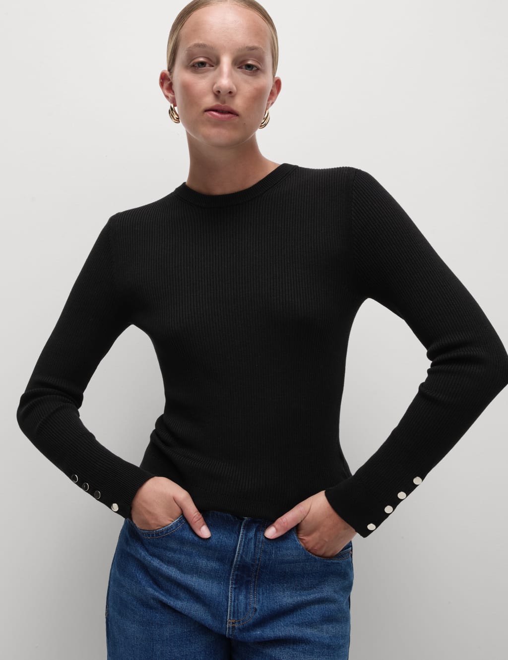 Ribbed crew neck clearance