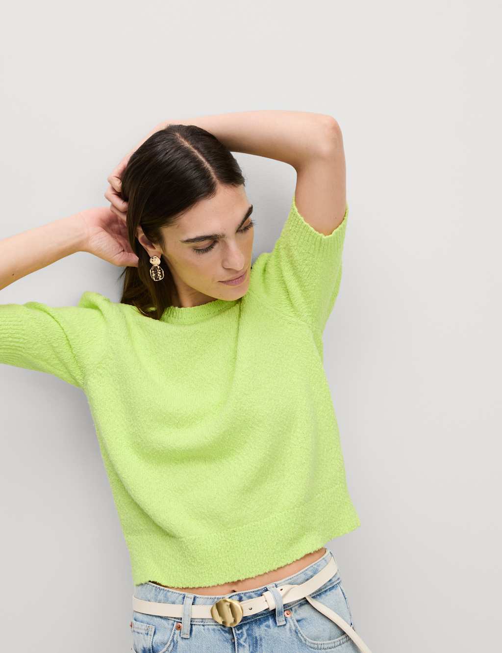 Cotton Rich Textured Slim Fit Crop Top 3 of 5