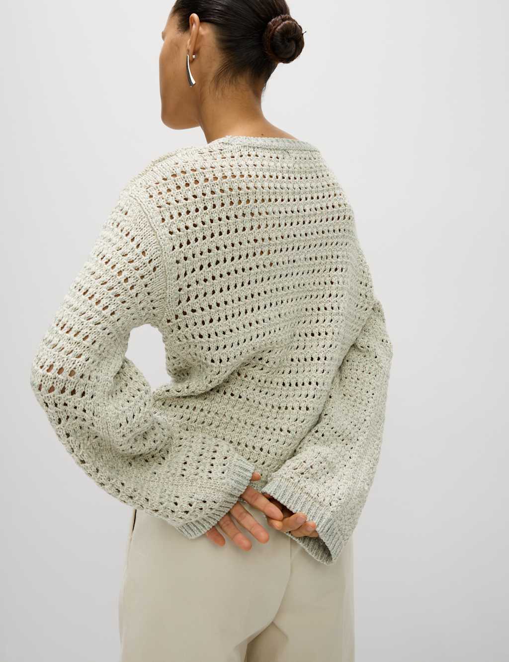Textured Crew Neck Jumper with Cotton 4 of 6