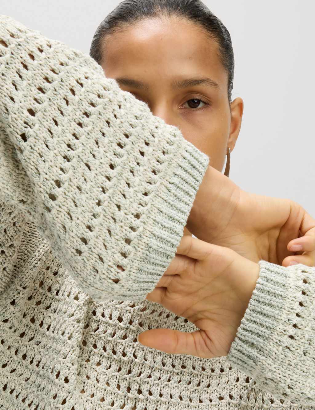Textured Crew Neck Jumper with Cotton 5 of 6
