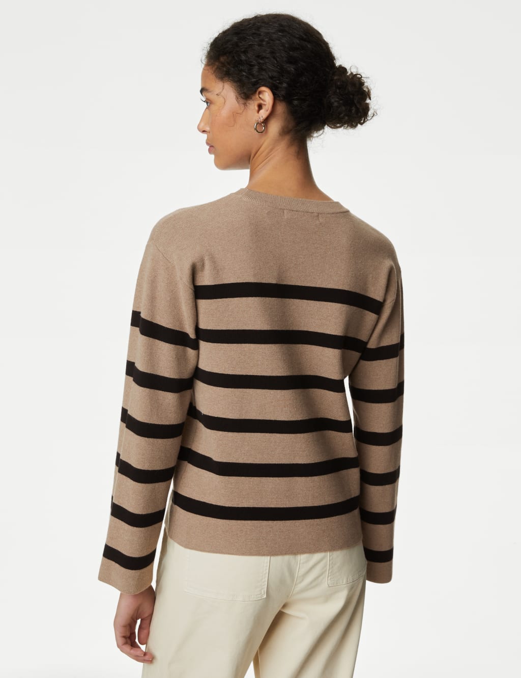 Cotton Rich Striped Crew Neck Jumper M S Collection M S