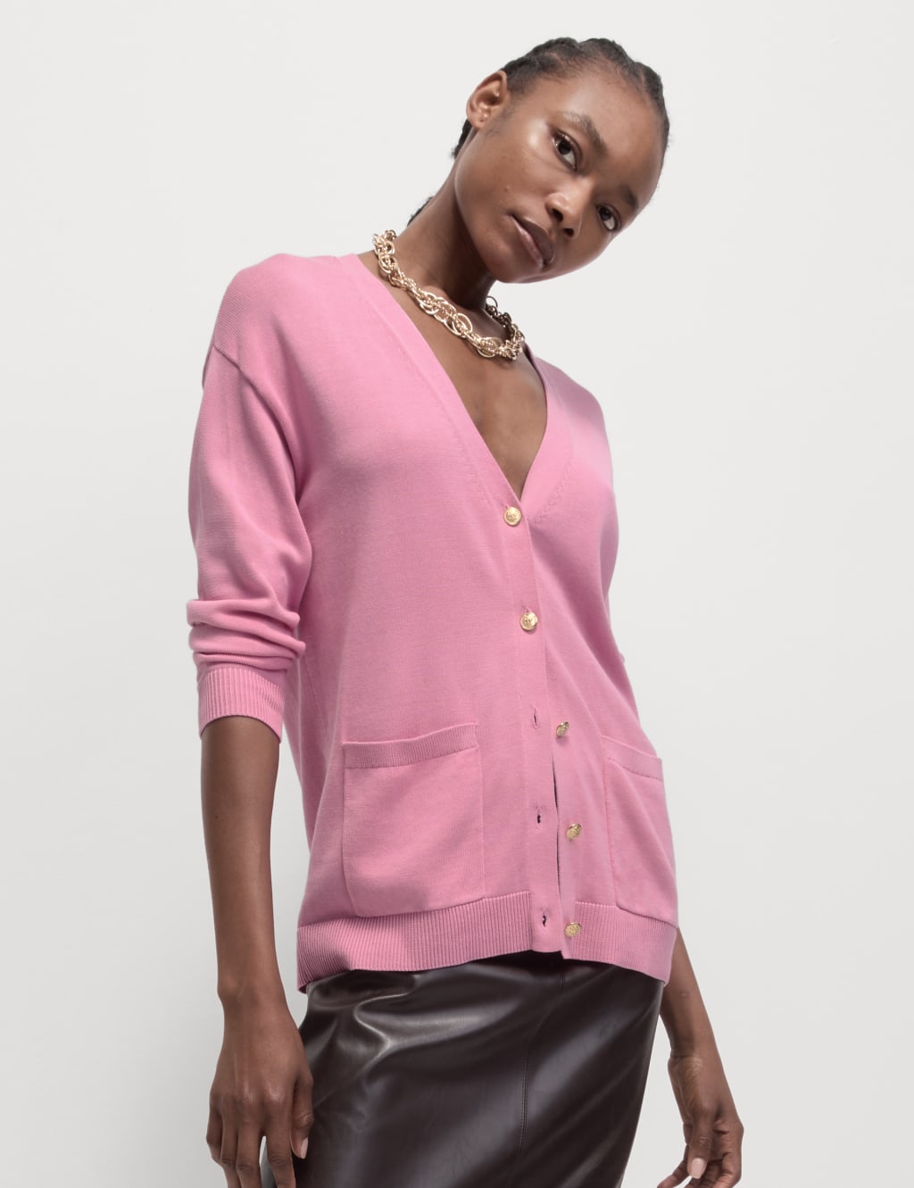 Cotton Rich V Neck Longline Cardigan M S Collection M S