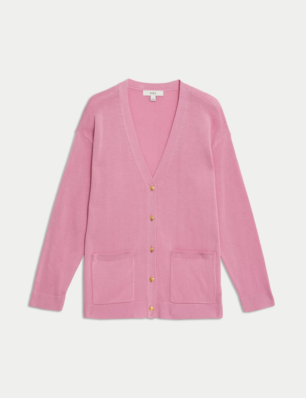 Cotton Rich V Neck Longline Cardigan