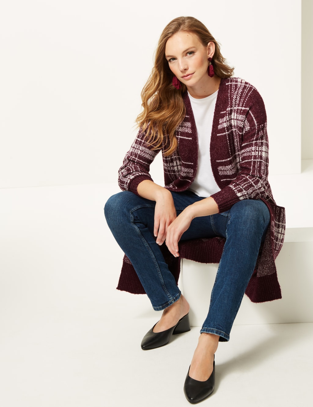 Checked Longline Cardigan 1 of 4