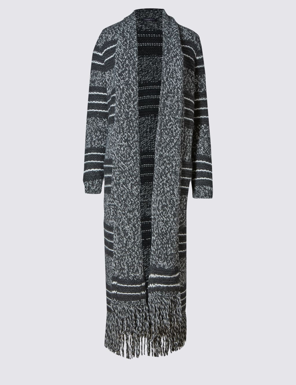 Fringe Trim Long Cardigan with Wool 2 of 3