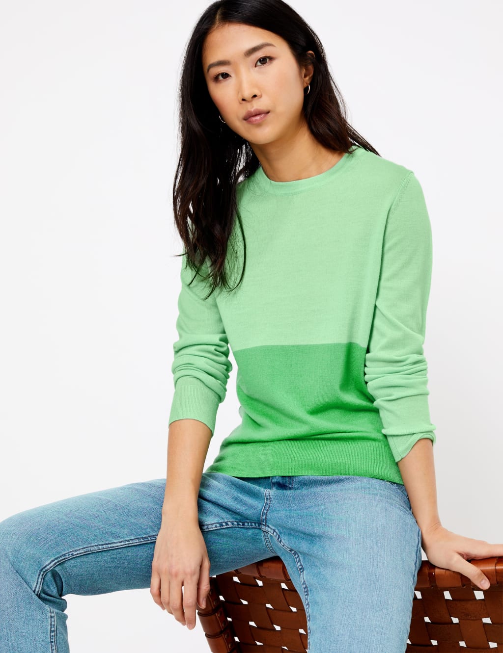 Pure Merino Wool Colour Block Jumper 1 of 4