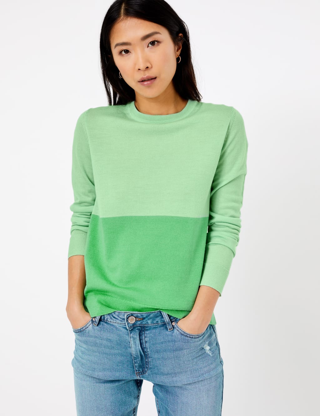 Pure Merino Wool Colour Block Jumper 3 of 4